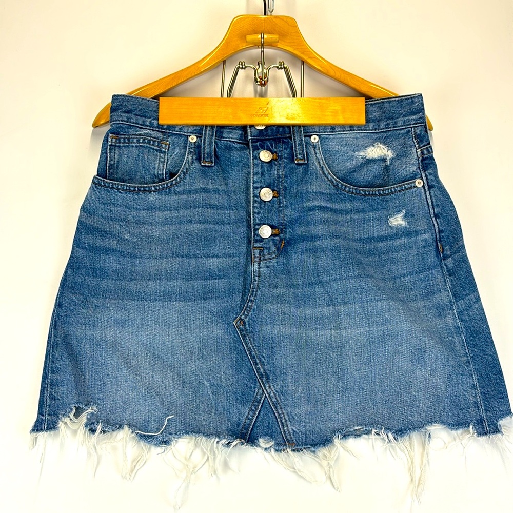 MADEWELL Rigid Denim A-Line Raw Hem Skirt Size 29